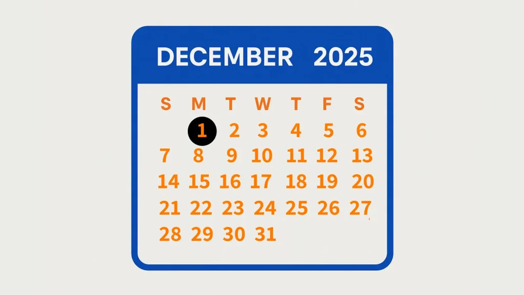Classes start on Monday 1st December 2025