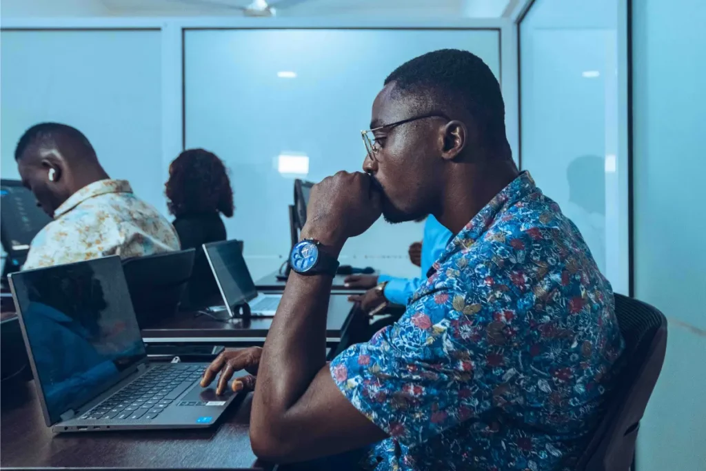Young Nigerian learning digital skills online